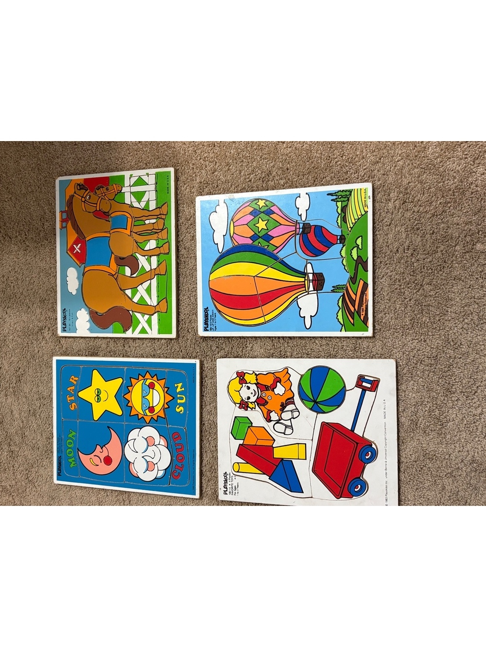 4 Playskool Wooden Tray Puzzles 4-16 pieces